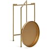 Kate and Laurel Celia Round Metal Foldable Accent Table with Tray Top, Gold