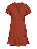 Knopfverschluss an der Seite ONLY Female Kleid Wickel 38Burnt Henna