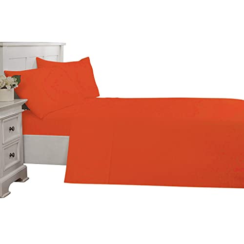 Kings Loft 4 Piece RV Sheet Set - 100% Egyptian Cotton, 1000 TC, Sheets for RV Camper 3/4 Full Bunk Size 4 PCs Sheet Sets - 18 Inch Deep Pocket - Easy Fit - 3/4 Full Bunk (48"X75"), Orange