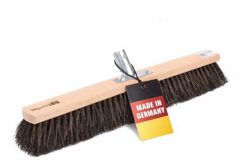 BawiTec Arengabesen, Nassfest und Ölbeständig, 100cm Breit, Arenga-Pflanzen-Naturfaser Borsten, mit Metall-Stielhalter, für Draußen Außenbereich, Straßenbesen, Industriebesen