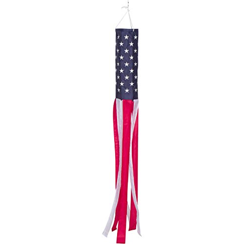 Madrona Brands 60-inch American Flag, Patriotic, USA, Windsock with Embroidered Stars - Durable Outdoor Hanging Decoration - Thumbnail 3