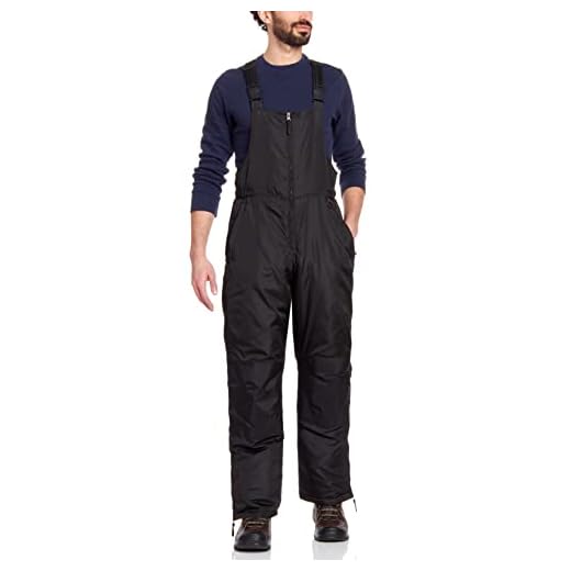 Bass Creek Outfitters Mens Snow Bib - Insulated Water-Resistant Overalls for Men - Winter Ski Pants and Outerwear (L-3X), Size Large, Black