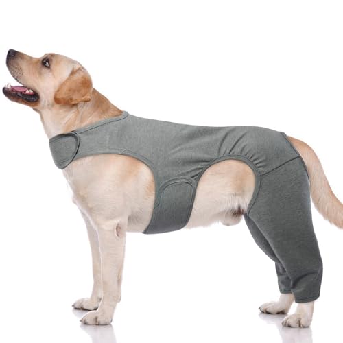 Image of ROZKITCH Back Leg Cover for Dogs Licking for Rear Right Left Leg, Pet Prevent Licking Wound Elbow Protector, Dog Wound Protector Garment Medium for Sprain ACL CCL Arthritis Joint Care Grey M