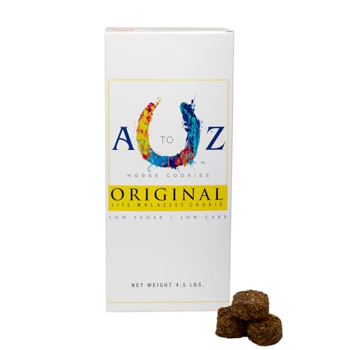 A TO Z HORSE COOKIES Horse Treats, Original Flavor, A Softer Cookie/Pill Popper Made w/Lite Molasses, Low Carb/Sugar, Wheat, Corn, Soy & Alfalfa Free. All Natural Ingredients, 4.5 lb