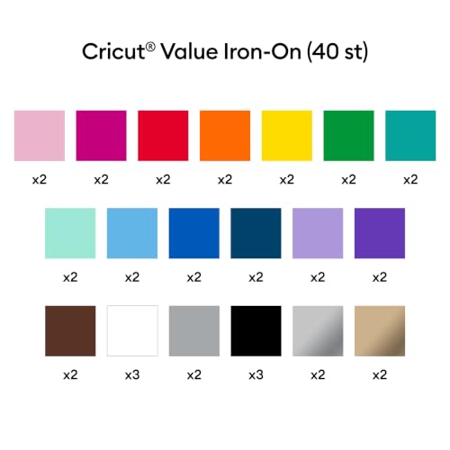 Image of Cricut Value Iron-On, Rainbow Sampler - 12 in x 12 in (40 ct) | HTV Heat Transfer Vinyl