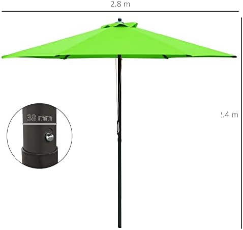 Outsunny 2.8m Patio Parasols Umbrellas Outdoor 6 Ribs Sunshade Canopy Manual Push Garden Backyard Furniture