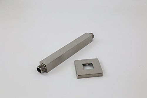 Weirun Bathroom 1/2" Npt All Brass 8-Inch Square Straight Shower Arm For Fixed Shower Head With Flange Ceiling Mount ,Brushed Nickel #TOP4