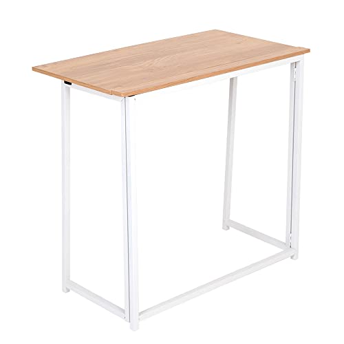 H&H Happy Home Faltbar Tisch Schreibtisch Computertisch klappbar für Homeoffice Büro Arbeitszimmer Metallgestell weiß… – Bild 7