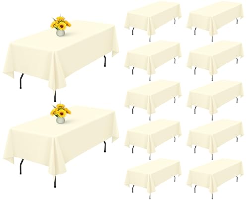 Showgeous 12 Pack Beige Polyester 60x126 Inch Tablecloths