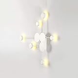  CUICAN Nordic Arte Lámpara de pared de decoración, LED Sala de estar Escalera Pasillo Fondo Aplique de pared Montaje en pared Hardwire Instalación Arteefacto de iluminación-blanco 6 lihgt W74*H74cm