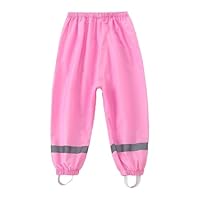 Dioshark Regenhose Mädchen Wasserdichte Matschhose Baby Kleinkind Sommer Rosa Dünn Buddelhose mit Reflektor Regenlatzhose Ohne Träger Gefüttert Leichte Atmungsaktive Fahrrad Schule für Alter 1-2 Jahre