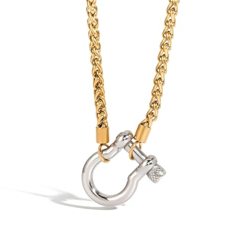 Collier cadenas en argent et acier inoxydable vintage