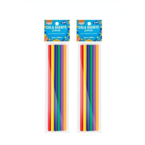 Kit 2 Bastão Cola Quente Fino Colorido - 6un cada