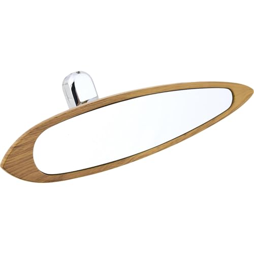 Woodgrain Surfboard Interior Rear View Mirror: Zinc-Made, Rust-Resistant, 11.25' Length x 2.50' Height, Stylish Decals Included, Universal Fit for Any Vehicle Application
