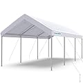 Quictent 10’x20’ Heavy Duty Carport Car Canopy Galvanized Car Boat Shelter with Reinforced Steel Cables-White