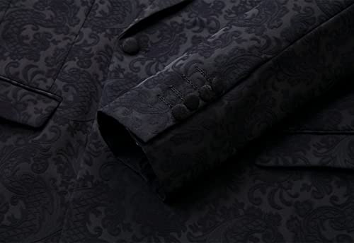 Wemaliyzd Men's 2 Piece Wedding Suit Double Breasted Paisley Pattern Blazer Pants4