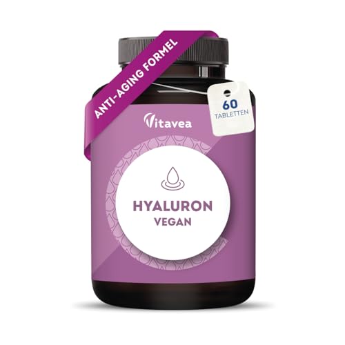 Hyaluron Kapseln - Vegan & Hochdosiert mit 400 mg- Anti-Aging & Hydratation - Laborgeprüft, ohne unerwünschte Zusätze - 60 Tabletten - Vitavea