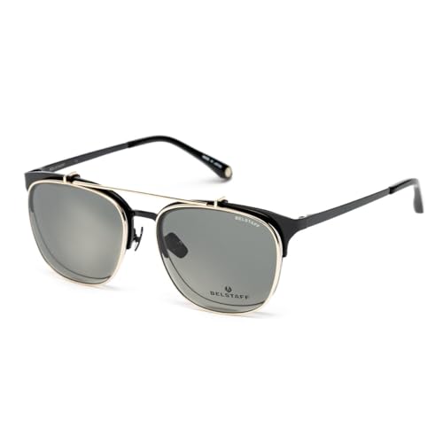 Gafas de sol Belstaff Hatcher Negro Dorado con acabados metálicos y clip de 55 mm