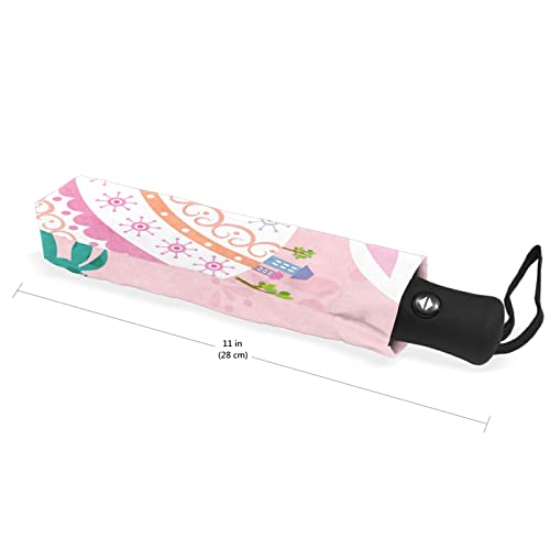 Parapluie automatique protection UV pliant coupe-vent rose lapin