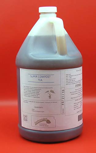 Super Compost Tea (128 oz - 1 Gallon, in Two Half Gallon Bottles) Natural and Organic for Plant Food, Nutrient, Fertilizer and Growth Efficiency