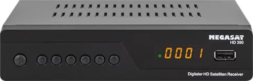 Megasat HD 390 – HD Sat-Receiver (DVB-S/DVB-S2, Mediaplayer, HDMI, Scart, 2 × USB, Display) – Schwarz