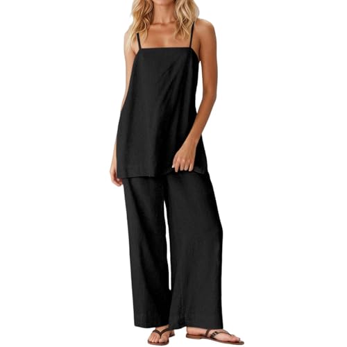 Conjunto de lino mujer dos piezas cómodo ropa de verano ligera y juego de playa