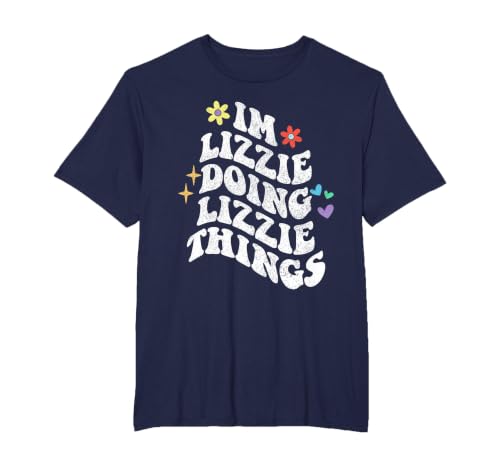 Retro Groovy Im Lizzie Doing Lizzie Things Funny Mother's T-Shirt, Men's Big and Tall, Navy Blue, 3X Tall