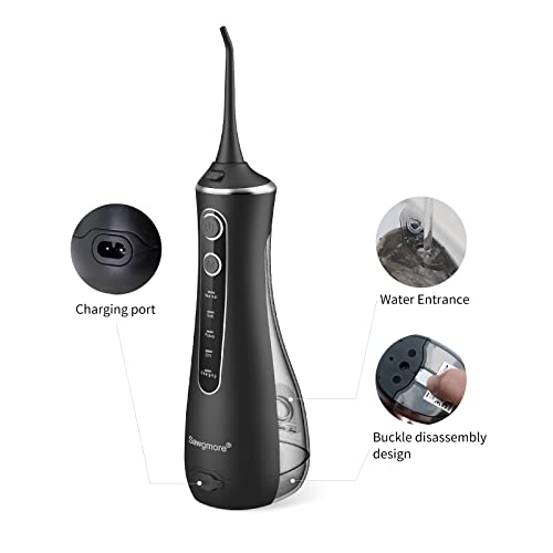 Sawgmore Munddusche Kabellos, Professionelle Elektrischer Zahnreiniger mit 4 Modi und 4 Ersatzdüsen, USB wiederaufladbar, IPX7 wasserdicht, Zahnreinigung, ideal für Zuhause und auf Reisen – Bild 6