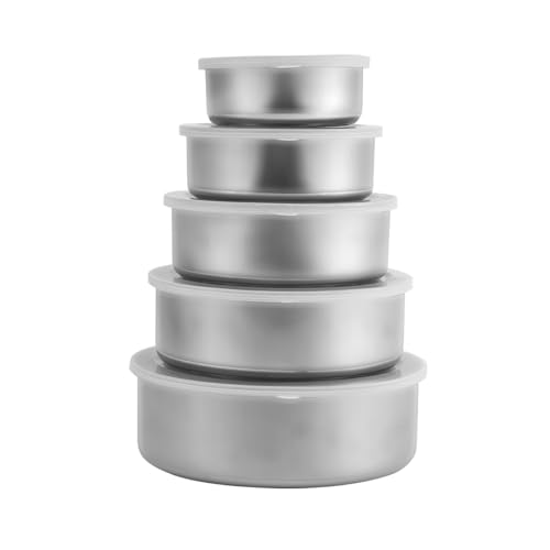 Kueohse Juego de 5 recipientes de acero inoxidable para alimentos, fiambrera, con tapa, para guardar alimentos