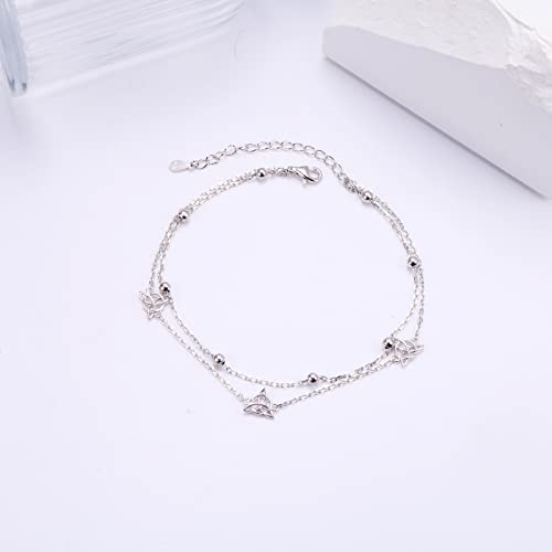 Celtic Knot Anklet For Women S925 Sterling Silver Adjustable Foot Bead Ankle Bracelet Jewelry Layered #TOP4