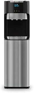 Brio CLBL420V2 Bottom Loading Water Cooler Dispenser for 3 & 5 Gallon Bottles - 3 Temperatures with Hot, Room & Cold Spouts, Child Safety Lock, LED Display with Empty Bottle Alert, Stainless Steel