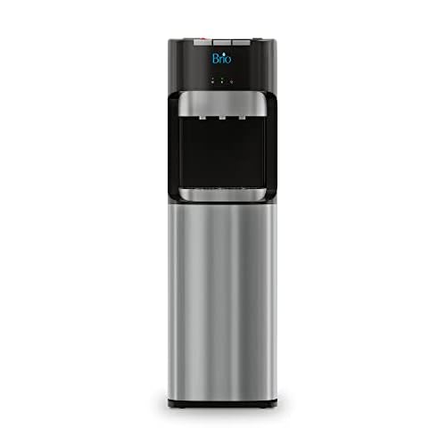 Brio Bottom Loading Water Cooler Dispenser for 5 Gallon Bottles - 3 Temperatures with Hot, Room & Cold Spouts, Child Safety Lock, LED Display with Empty Bottle Alert, Stainless Steel