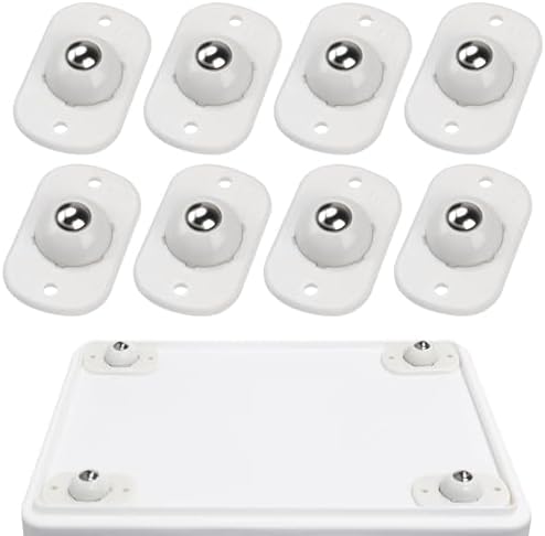 TRVL FIELDER Self Adhesive Caster Wheels, Appliance Rollers Appliance Slider for Kitchen, 360° Swivel Small Casters - Solve Coffee Maker Air Fryer Small Appliances Countertop Sliding (8, White-Swivel)
