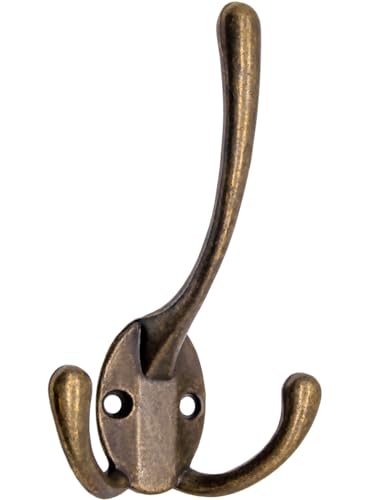 Fuxxer Antike Garderoben-Haken, Handtuch-Haken, Kleider-Haken, Hut-Haken, Wand-Haken im Messing Bronze Design, Vintage Landhaus Retro, 5er Set,