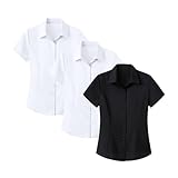 Paquete de 3 camisetas de trabajo para mujer, blusas para el trabajo, camisa formal clásica, blusa casual de manga corta, tallas S-5XL, elegantes trajes formales de entrevista, camisas de negocios de