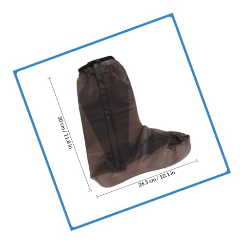 Happyyami 1 par de cubre zapatos impermeables de PVC para adultos, diseño de tubo alto, fáciles de limpiar, portátiles para ciclismo y uso al aire libre, color café miniatura 2