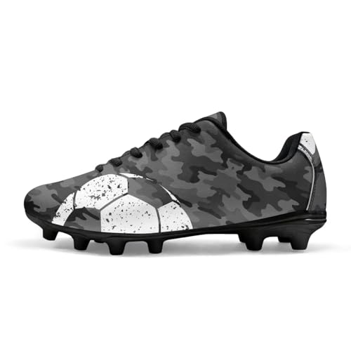 Twousenru Black Gray Camo Men's Soccer Cleats