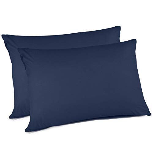 Adoric Pillow Cases Queen Size, 100% Brushed Microfiber Standard Pillowcases, Ultra Soft, Envelope Closure End, Wrinkle, Stain, Allergy Resistant (Set of 2, Blue)