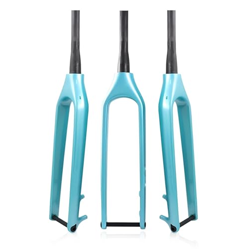 MLIKYRGK 29" Mountain Bikes Front Forks Carbon Fiber Rigid Fork 15 * 110mm Thru Axle Disc Brake 75mm 1-1/2" Tapered Steerer Tube,Superlight T800 750g for 29x2.6'' Tires(Green)