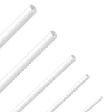JUNW 25 Pcs Plastic Hollow Tubes for Crafts, 5 Sizes White ABS Round Tubes