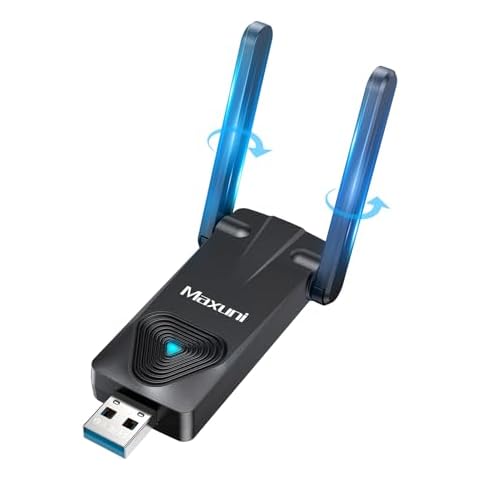 Maxuni USB WiFi Adapter for Desktop PC, AC1300 USB 3.0 Dual Band Network Adapter with High Gain Antenna (2.4GHz/5GHz), Wireless Adapter for Windows 11/10/8.1/8/7/Vista/XP Cover