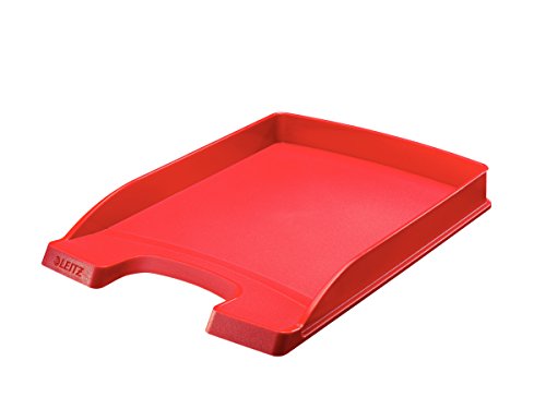 LEITZ ライツ プラス レタートレー スリム A4 縦型 200枚用 書類整理 書類収納 小物収納 ファイル収納 机上 デスクトレー 書類トレー レターケース 収納ボックス ファイルケース 卓上レターケース オフィス 学校 資料 カタログ パンフレット 冊子 雑誌 レッド 5237-10-25