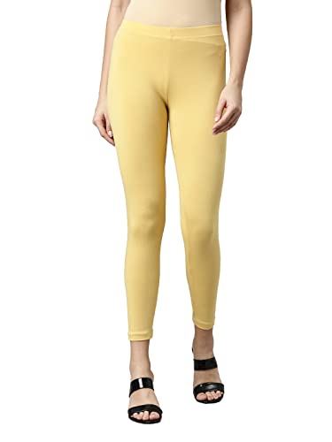 Image of GO COLORS Soft Cotton Stretch Cropped Leggings for Women | Breathable, Mid Rise