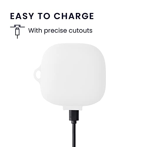 kwmobile Carcasa Compatible con Beats Fit Pro Funda - Funda de Silicona antigolpes con mosquetón - Blanco