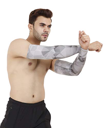 Image of NEVER LOSE Printed Arm Sleeves for Men & Women, Stretchable Breathable Compression Sports Sleeves for Gym, Cycling, Running, Driving & Outdoor Activities (Pack of 2 Pairs)