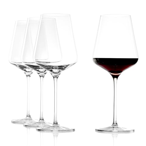 Stölzle Lausitz Bordeaux Red Wine Glasses 4 Set (QUATROPHIL). Dishwasher Safe Crystal Red Wine Glasses Set of 4 (22.75oz) Durable Crystal Wine Glasses Set of 4 - Genuine Stölzle Wine Glass Set