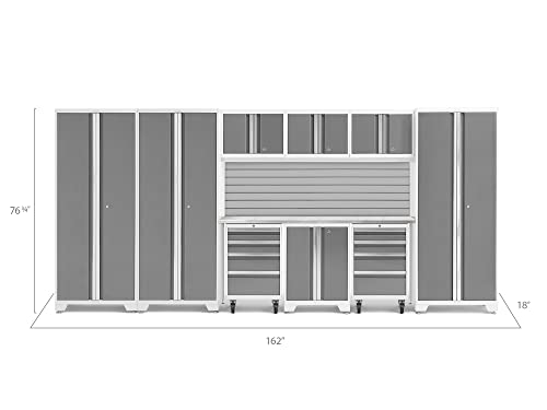 Image of NewAge Products Bold Series White 10 Piece Set, Garage Cabinets, White with Stainless Steel Top, 56981