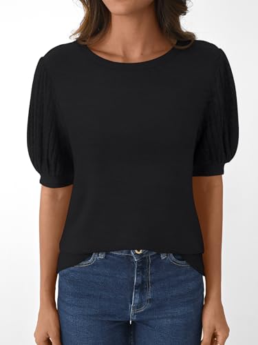 LILLUSORY Womens 2025 Summer Sweater Top Short Sleeve Blouses Dressy Casual Shirts Business Tops Cute Vacation Tunic2