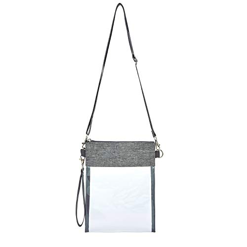 USPECLARE Clear Crossbody Purse Stadium Approved Tote Bag With Adjustable Shoulder Strap (Grey)