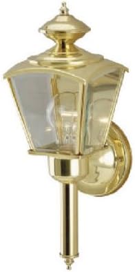 BrightBomb Single Light Coach Wall Lantern with Tail, Polished Brass Finish